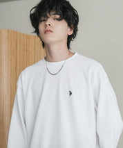 U.S. POLO ASSN. ユーエスポロアッスン サーマルワンポイントロゴ刺繍クルーネック長袖Tシャツ/ワッフルカットソー 16109