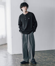 U.S. POLO ASSN. ユーエスポロアッスン サーマルワンポイントロゴ刺繍ヘンリーネック長袖Tシャツ/ワッフルカットソー 16110