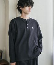 U.S. POLO ASSN. ユーエスポロアッスン サーマルワンポイントロゴ刺繍ヘンリーネック長袖Tシャツ/ワッフルカットソー 16110