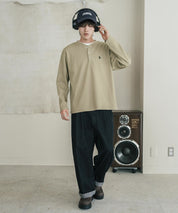 U.S. POLO ASSN. ユーエスポロアッスン サーマルワンポイントロゴ刺繍ヘンリーネック長袖Tシャツ/ワッフルカットソー 16110