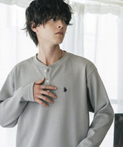 U.S. POLO ASSN. ユーエスポロアッスン サーマルワンポイントロゴ刺繍ヘンリーネック長袖Tシャツ/ワッフルカットソー 16110