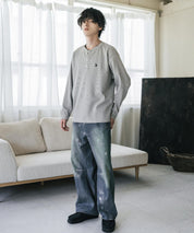 U.S. POLO ASSN. ユーエスポロアッスン サーマルワンポイントロゴ刺繍ヘンリーネック長袖Tシャツ/ワッフルカットソー 16110