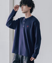 U.S. POLO ASSN. ユーエスポロアッスン サーマルワンポイントロゴ刺繍ヘンリーネック長袖Tシャツ/ワッフルカットソー 16110