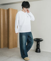 U.S. POLO ASSN. ユーエスポロアッスン サーマルワンポイントロゴ刺繍ヘンリーネック長袖Tシャツ/ワッフルカットソー 16110