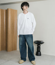U.S. POLO ASSN. ユーエスポロアッスン サーマルワンポイントロゴ刺繍ヘンリーネック長袖Tシャツ/ワッフルカットソー 16110