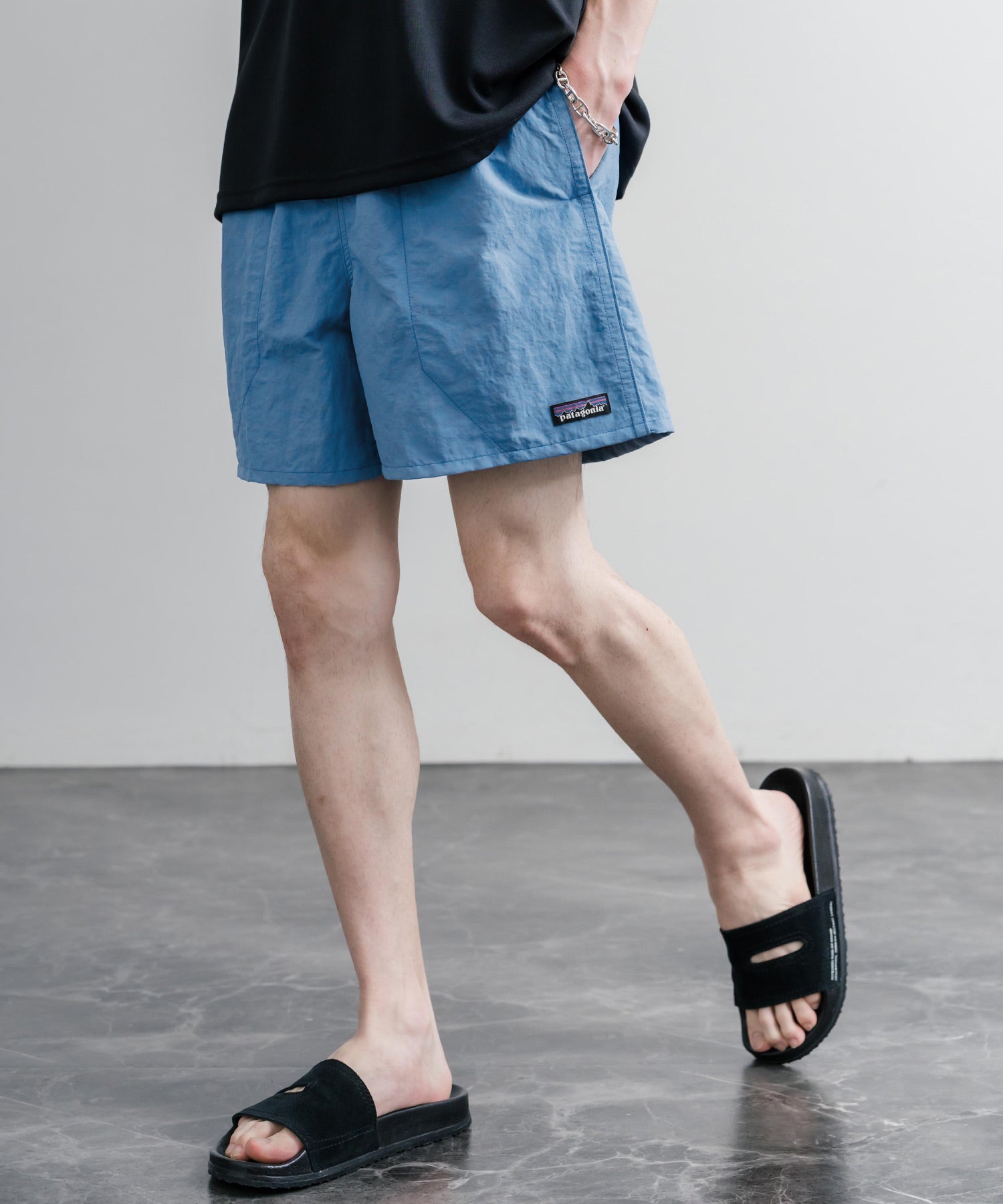 美品 Ｐａｔａｇｏｎｉａ　ブラック ノースリーブ ショートジョン XSサイズ Patagonia パタゴニア M'S BAGGIES SHORTS 5 IN 水陸両用イージー