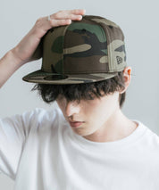 NEW ERA ニューエラ Flat Bill Snapback Cap 9FIFTY フラットバイザーワンポイントフラッグロゴ刺繍ベースボールキャップ 16119