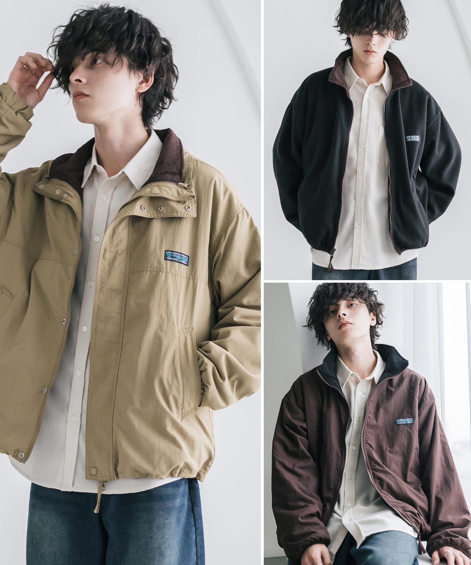 4WAYオーバーサイズスタンドカラー着脱ライナー付きショート丈ブルゾン 16120