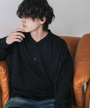 カットコーデュロイ・スエード長袖ヘンリーネックTシャツ/トレーナー 16152
