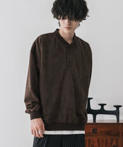 カットコーデュロイ・スエード長袖ヘンリーネックTシャツ/トレーナー 16152