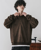 カットコーデュロイ・スエード長袖ヘンリーネックTシャツ/トレーナー 16152