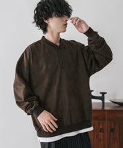 カットコーデュロイ・スエード長袖ヘンリーネックTシャツ/トレーナー 16152