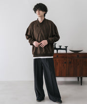 カットコーデュロイ・スエード長袖ヘンリーネックTシャツ/トレーナー 16152