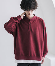 カットコーデュロイ・スエード長袖ヘンリーネックTシャツ/トレーナー 16152