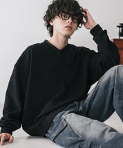 カットコーデュロイ・スエード長袖ヘンリーネックTシャツ/トレーナー 16152
