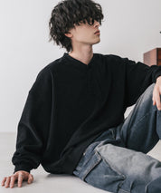 カットコーデュロイ・スエード長袖ヘンリーネックTシャツ/トレーナー 16152