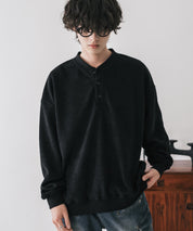 カットコーデュロイ・スエード長袖ヘンリーネックTシャツ/トレーナー 16152