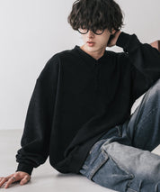 カットコーデュロイ・スエード長袖ヘンリーネックTシャツ/トレーナー 16152