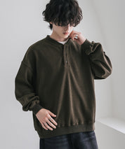 カットコーデュロイ・スエード長袖ヘンリーネックTシャツ/トレーナー 16152