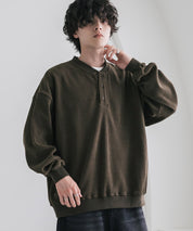 カットコーデュロイ・スエード長袖ヘンリーネックTシャツ/トレーナー 16152