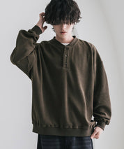 カットコーデュロイ・スエード長袖ヘンリーネックTシャツ/トレーナー 16152