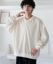 カットコーデュロイ・スエード長袖ヘンリーネックTシャツ/トレーナー 16152