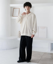 カットコーデュロイ・スエード長袖ヘンリーネックTシャツ/トレーナー 16152