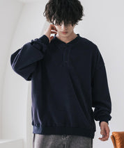 カットコーデュロイ・スエード長袖ヘンリーネックTシャツ/トレーナー 16152