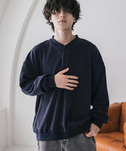カットコーデュロイ・スエード長袖ヘンリーネックTシャツ/トレーナー 16152