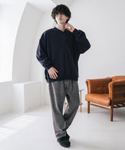 カットコーデュロイ・スエード長袖ヘンリーネックTシャツ/トレーナー 16152