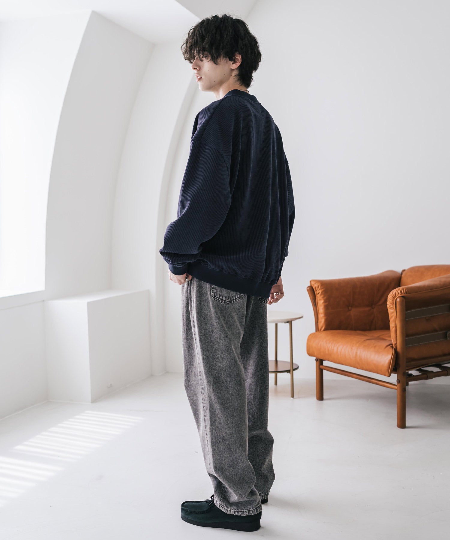 カットコーデュロイ・スエード長袖ヘンリーネックTシャツ/トレーナー 16152