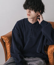 カットコーデュロイ・スエード長袖ヘンリーネックTシャツ/トレーナー 16152