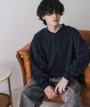 カットコーデュロイ・スエード長袖ヘンリーネックTシャツ/トレーナー 16152