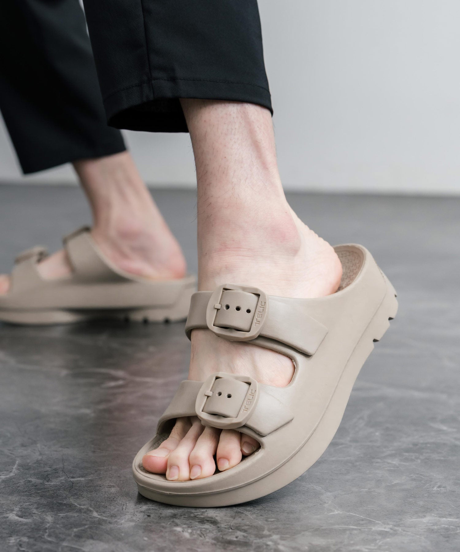 TELIC テリック W-BUCKLE2 厚底ダブルバックルベルトスライドサンダル/リカバリーサンダル 16160