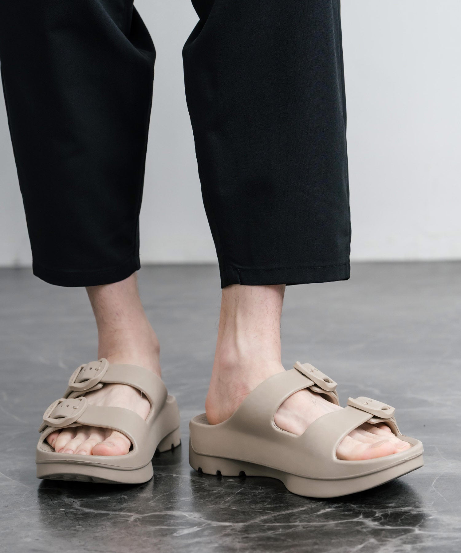 TELIC テリック W-BUCKLE2 厚底ダブルバックルベルトスライドサンダル