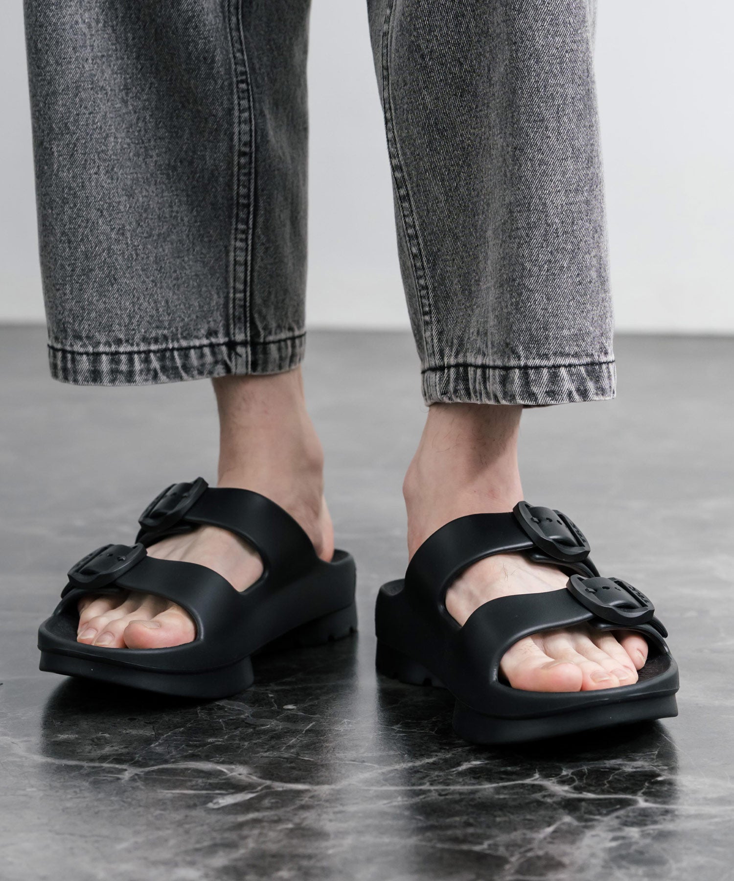 TELIC テリック W-BUCKLE2 厚底ダブルバックルベルトスライドサンダル