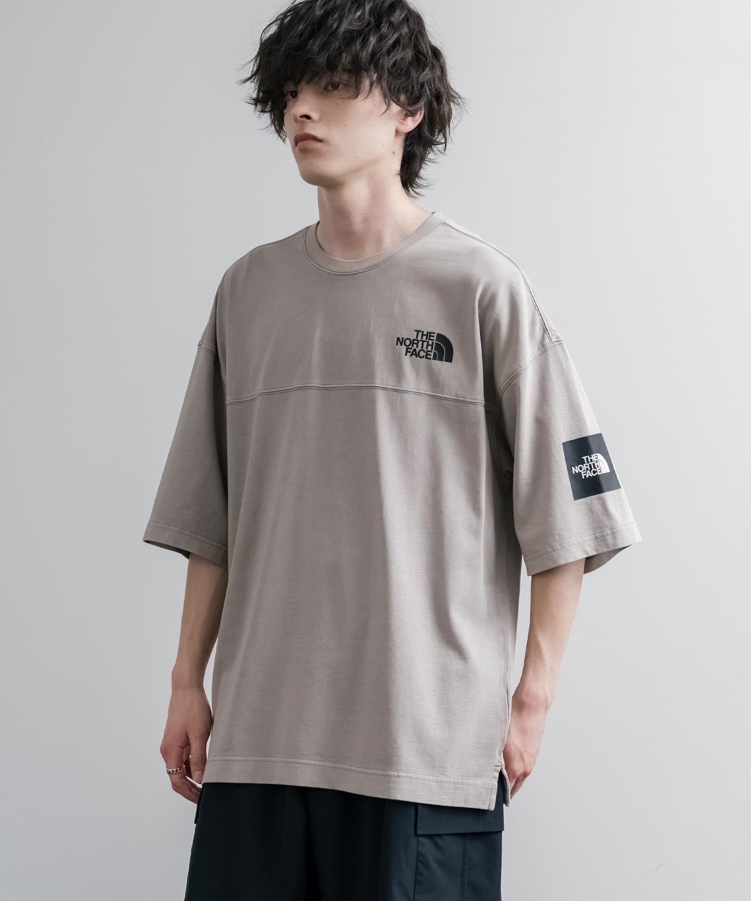 THE NORTH FACE WHITE LABEL STITCH DYEING S/S R/TEE オーバーサイズステッチラインワンポイントロゴピグメント加工半袖Tシャツ 16163