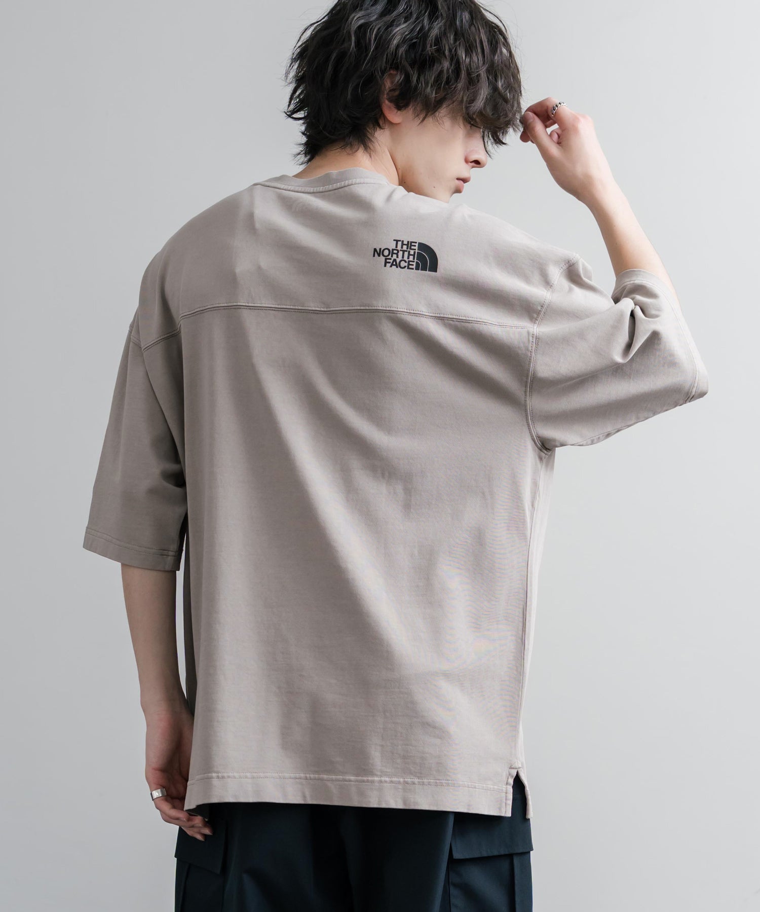THE NORTH FACE WHITE LABEL STITCH DYEING S/S R/TEE オーバーサイズステッチラインワンポイントロゴピグメント加工半袖Tシャツ 16163