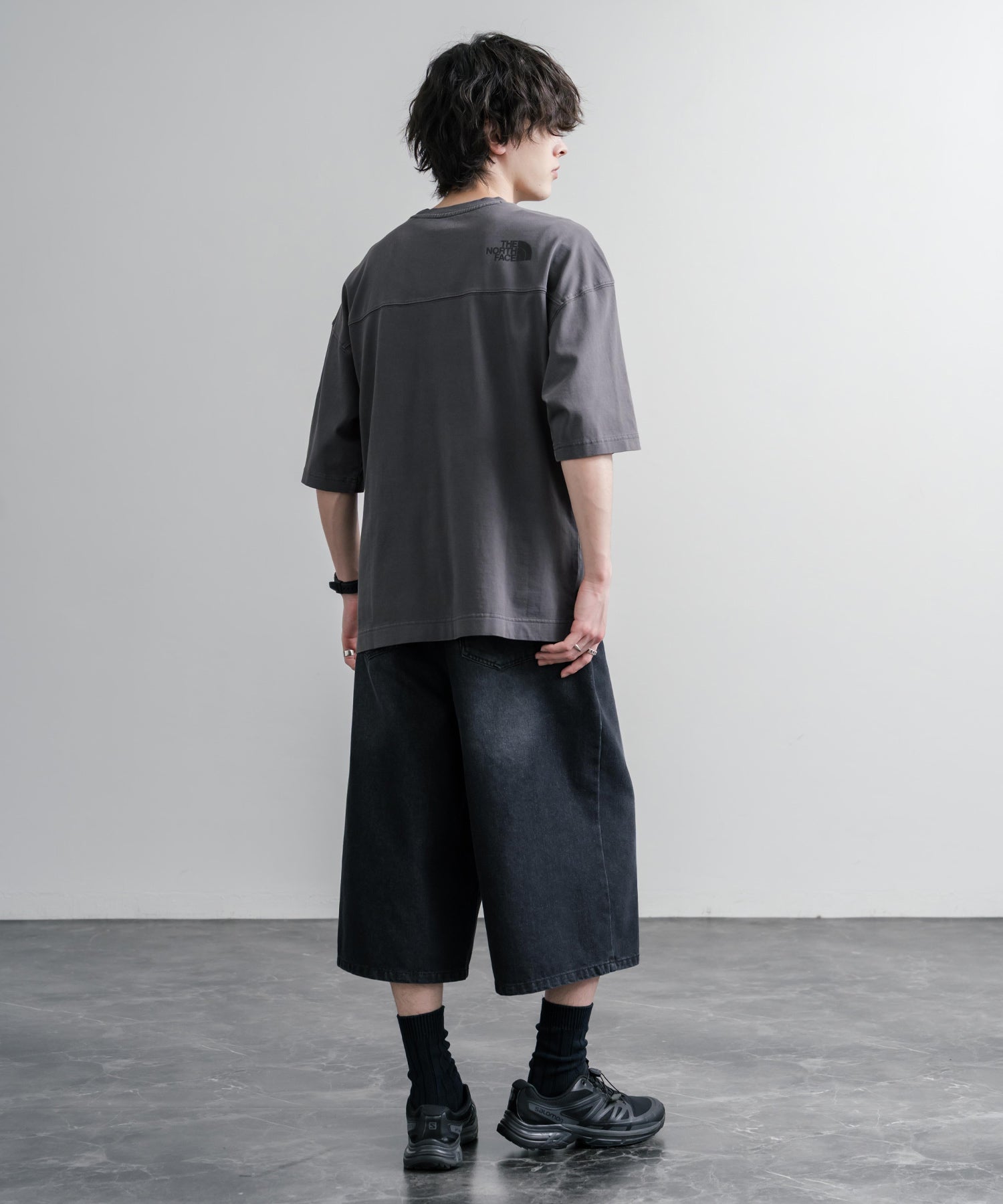 THE NORTH FACE WHITE LABEL STITCH DYEING S/S R/TEE オーバーサイズステッチラインワンポイントロゴピグメント加工半袖Tシャツ 16163