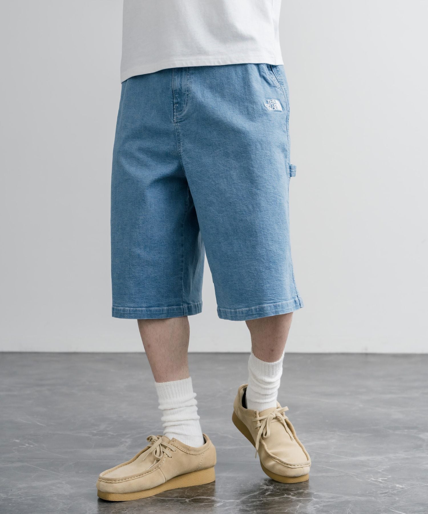 THE NORTH FACE WHITE LABEL BRIS DENIM SHORTS ロゴ刺繍ワイドデニムイージーショートパンツ 16164