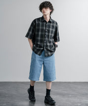 THE NORTH FACE WHITE LABEL BRIS DENIM SHORTS ロゴ刺繍ワイドデニムイージーショートパンツ 16164