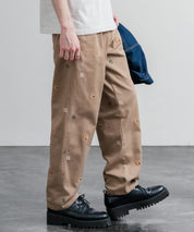HOUSTON TWILL ALLOVER EMB EASY PANTS コットンツイル総柄刺繍イージーテーパードチノパンツ 16178