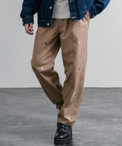 HOUSTON TWILL ALLOVER EMB EASY PANTS コットンツイル総柄刺繍イージーテーパードチノパンツ 16178