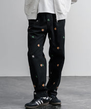 HOUSTON TWILL ALLOVER EMB EASY PANTS コットンツイル総柄刺繍イージーテーパードチノパンツ 16178