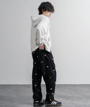 HOUSTON TWILL ALLOVER EMB EASY PANTS コットンツイル総柄刺繍イージーテーパードチノパンツ 16178