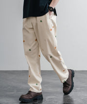 HOUSTON TWILL ALLOVER EMB EASY PANTS コットンツイル総柄刺繍イージーテーパードチノパンツ 16178