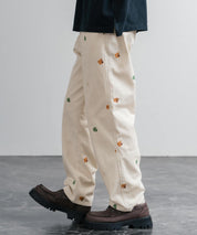 HOUSTON TWILL ALLOVER EMB EASY PANTS コットンツイル総柄刺繍イージーテーパードチノパンツ 16178