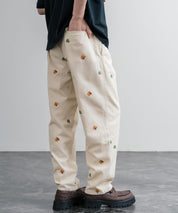 HOUSTON TWILL ALLOVER EMB EASY PANTS コットンツイル総柄刺繍イージーテーパードチノパンツ 16178