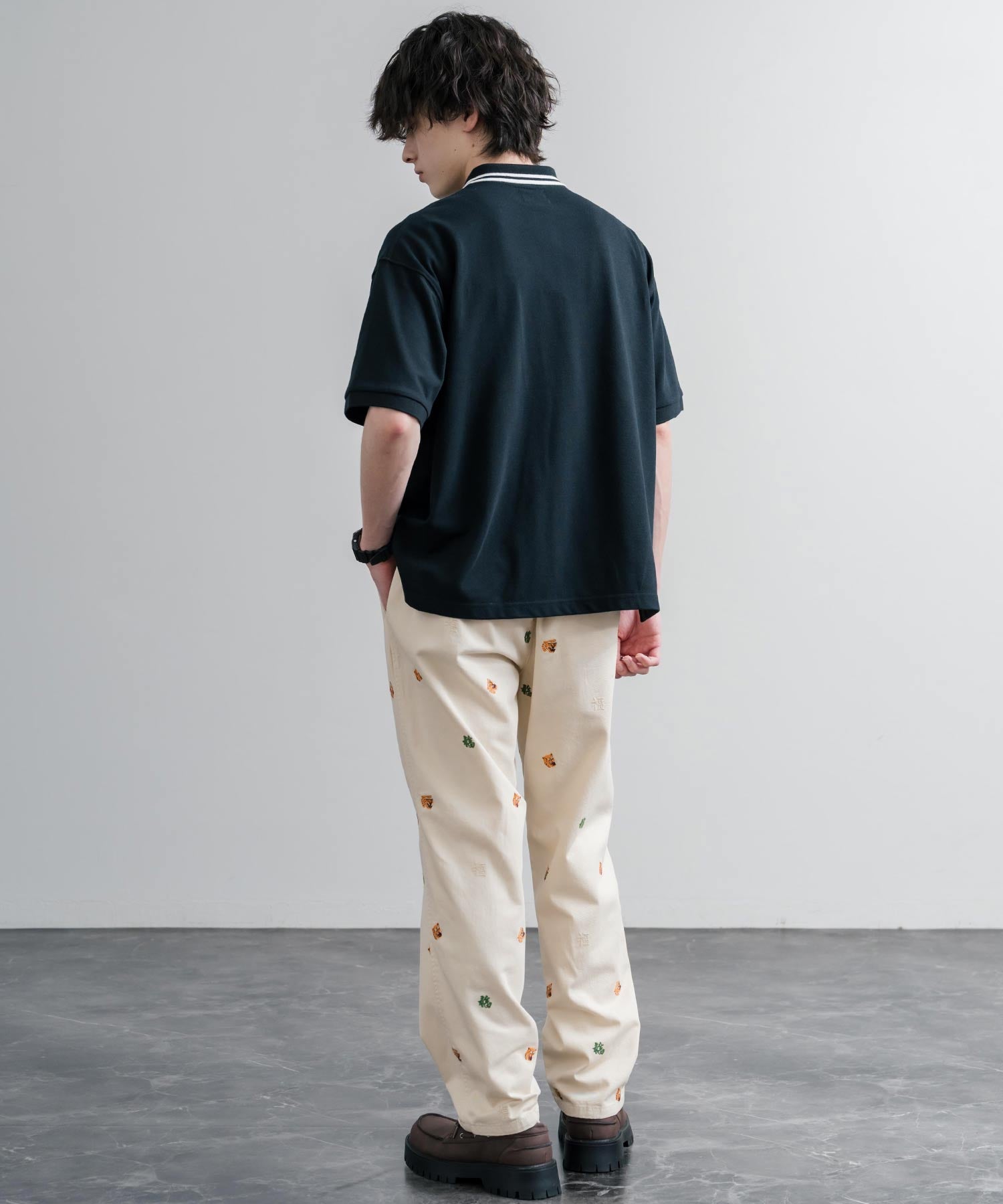 HOUSTON TWILL ALLOVER EMB EASY PANTS コットンツイル総柄刺繍イージーテーパードチノパンツ 16178