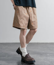 HOUSTON TWILL ALLOVER EMB EASY SHORTS コットンツイル総柄刺繍イージーワイドショートパンツ 16179